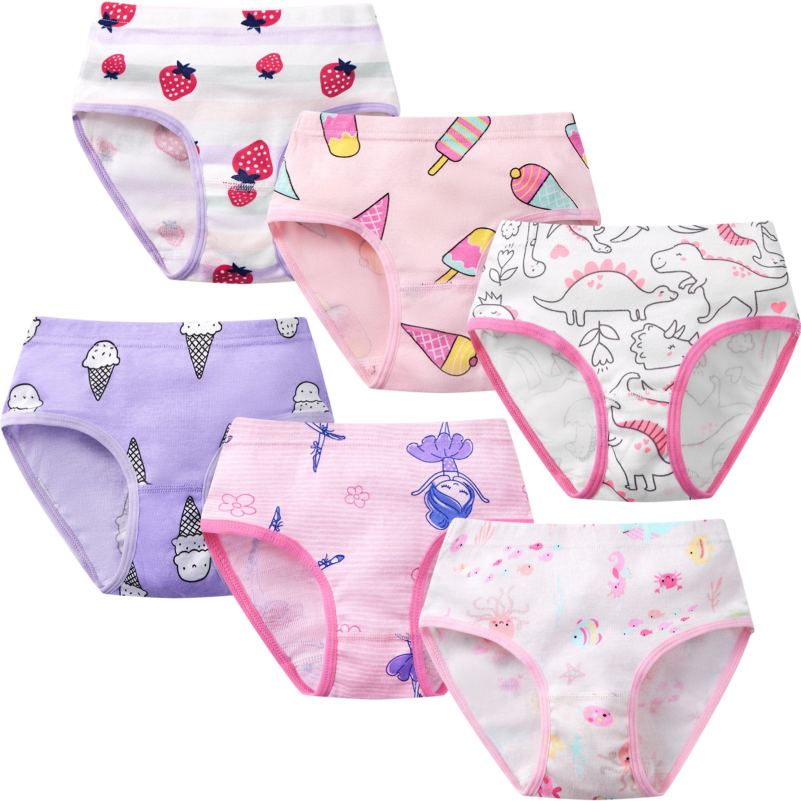 6-Pack Girls 100% Cotton Cute Cartoon Print Panties-02 – SYNPOS
