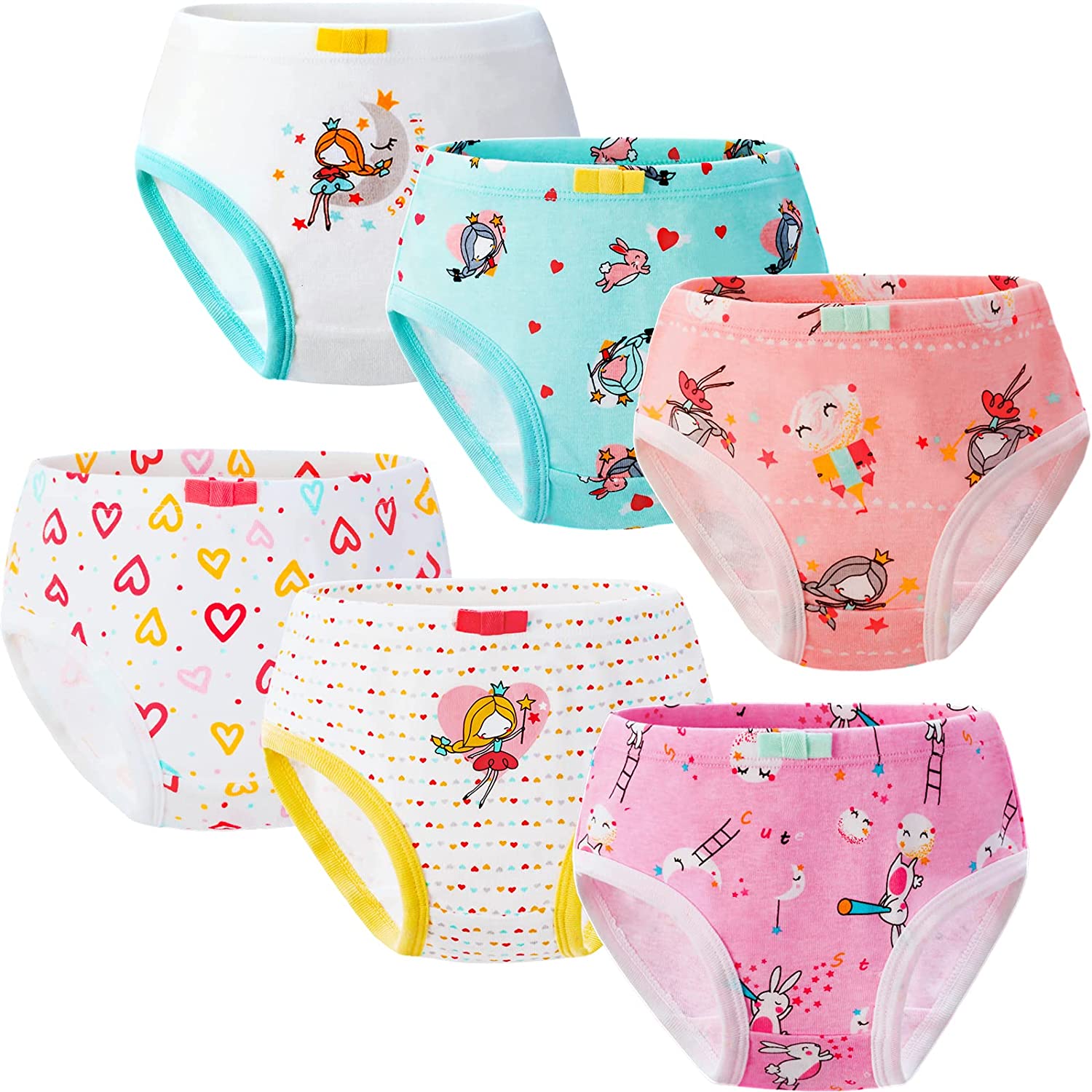 Baby Toddler Girls Underwear 6 Packs Kids Briefs Style Panties w/Cartoon  Prints